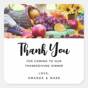 Thanksgiving Holiday Autumn Harvest Table Square Sticker
