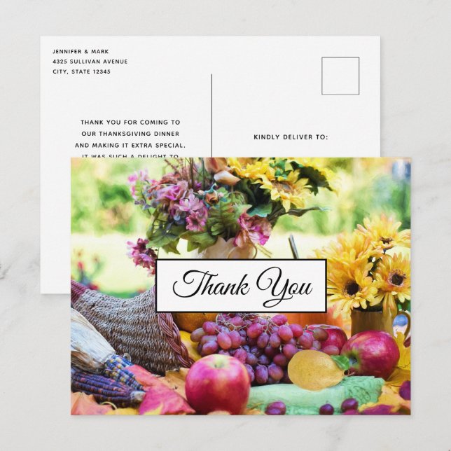 Thanksgiving Holiday Autumn Harvest Thank You Postcard (Front/Back)
