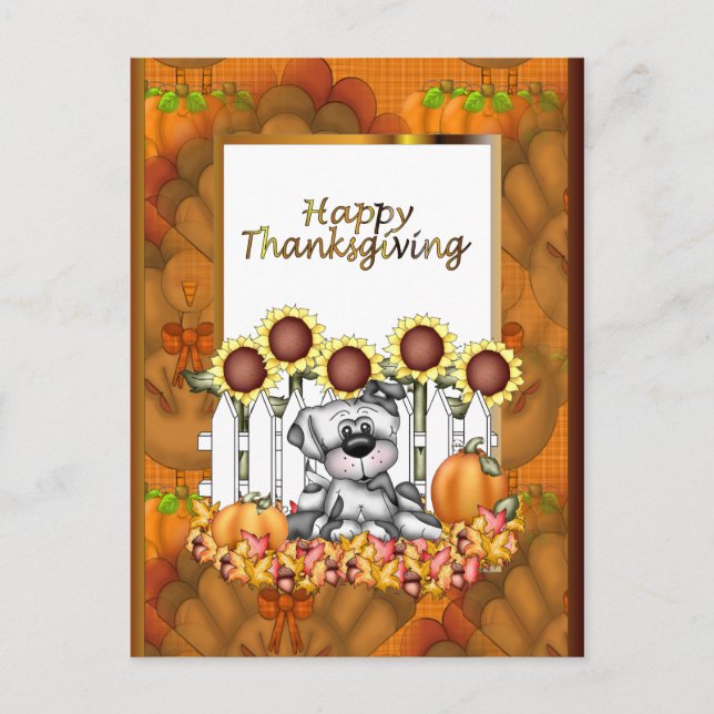 Thanksgiving holiday doggie postcard (Front)