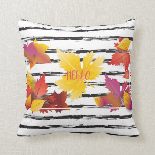 Thanksgiving Holiday Fall Maple Leaves Brush Decor Cushion