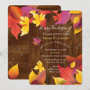 Thanksgiving Holiday Fall Maple Leaves Watercolor Invitation