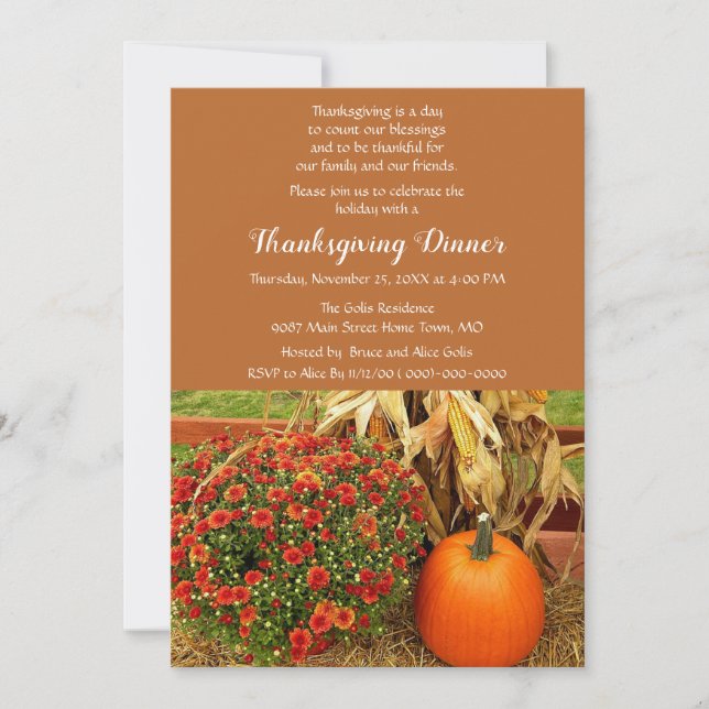Thanksgiving Holiday Family Dinner Invitation (Front)