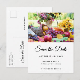 Thanksgiving Holiday Harvest Table Save the Date Invitation Postcard