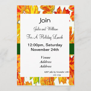 Thanksgiving Holiday, Pumpkin, Squash, Sunflowers Invitation