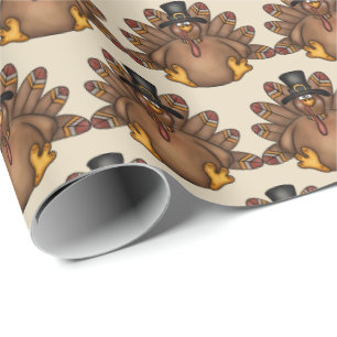 Thanksgiving Holiday tiled turkey wrapping paper