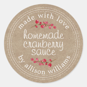 Thanksgiving Homemade Cranberry Sauce Kraft  Classic Round Sticker