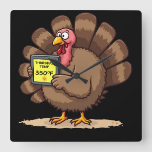 Thanksgiving Humor Funny Turkey Joke Square Wall Clock