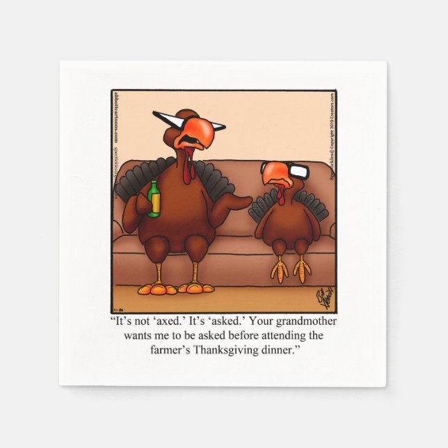 Thanksgiving Humour Cocktail Party Napkins (Front)