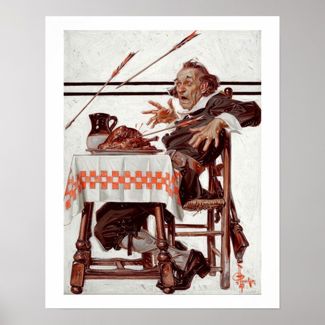 Thanksgiving Humourous Vintage Art Poster (Front)