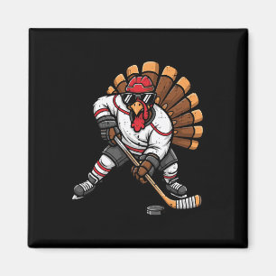 Thanksgiving Ice Hockey Player Turkey Fall Men Boy Magnet