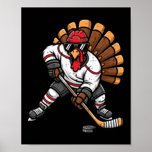 Thanksgiving Ice Hockey Player Turkey Fall Men Boy Poster