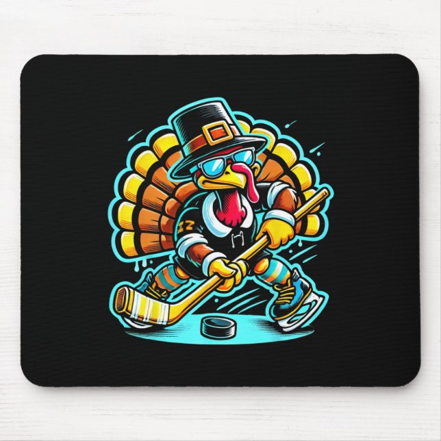 Thanksgiving Ice Hockey Turkey Day Fall  Mouse Mat (Front)