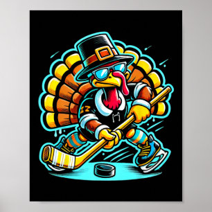 Thanksgiving Ice Hockey Turkey Day Fall Poster