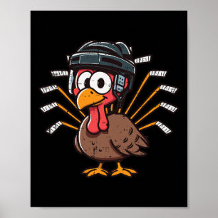Thanksgiving Ice Hockey Turkey Day Sport Men Boys Poster