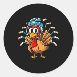 Thanksgiving Ice Hockey Turkey Day Sport Toddler B Classic Round Sticker