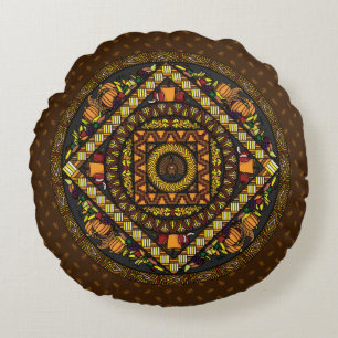 Thanksgiving Icons Round Pillow