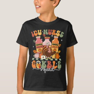 Thanksgiving Icu Nurse Gobble Squad Fall Scrub Top