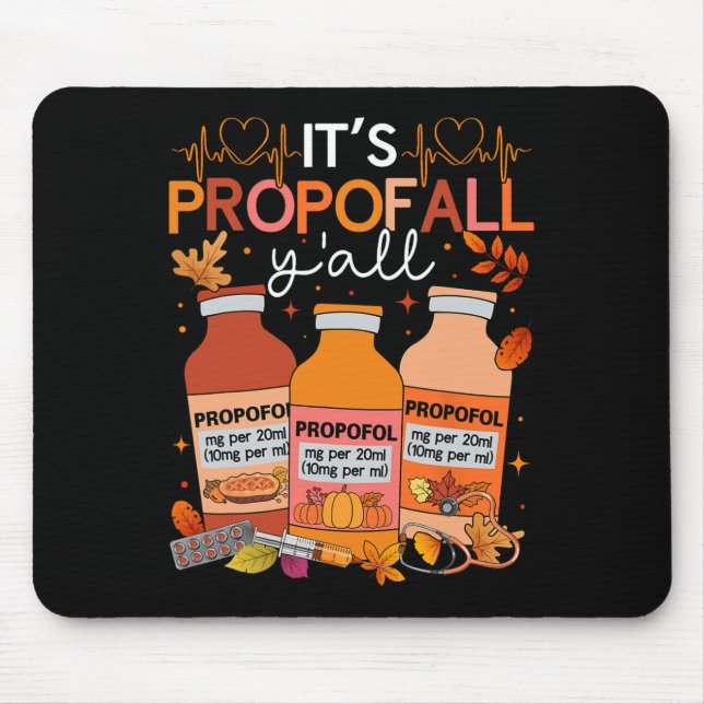 Thanksgiving Icu Nurse Propofol Fall Scrub Top Wom Mouse Mat (Front)
