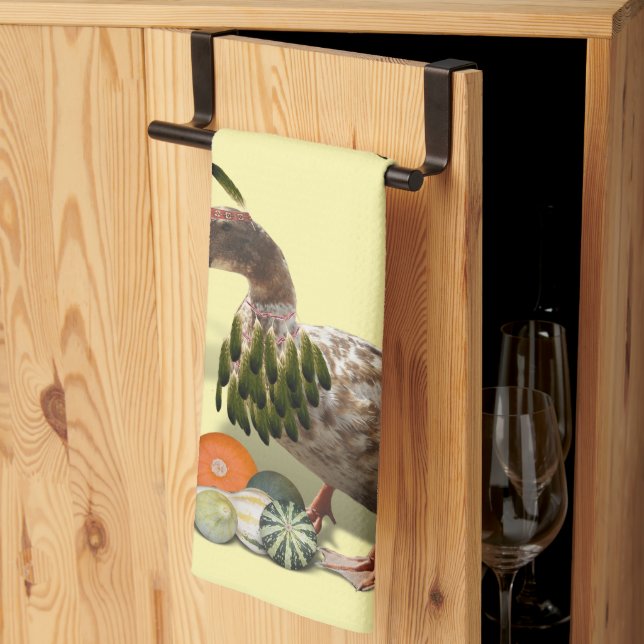 Thanksgiving Indian Duck Tea Towel (Thirds Fold)