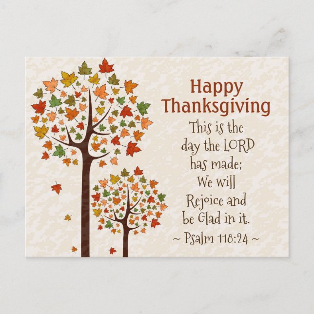 Thanksgiving Inspirational Bible Psalm 118:24 Postcard (Front)