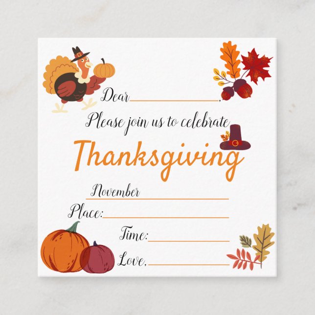 Thanksgiving invitation card (Front)