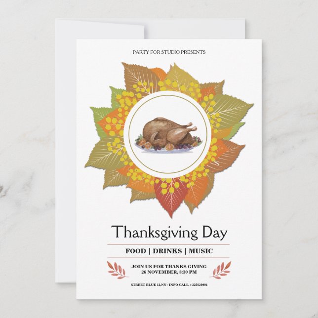 Thanksgiving Invitation Card (Front)