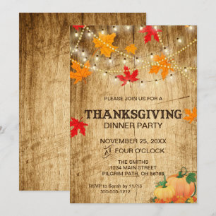 Thanksgiving invitation for a rustic dinner party