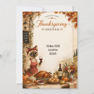 Thanksgiving invitation for cat lovers