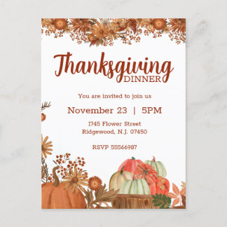 Thanksgiving Invitation Harvest Fall Design
