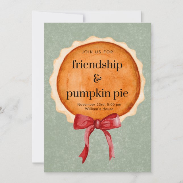 Thanksgiving Invitation - Pumpkin Pie Delight (Front)