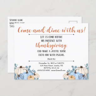 Thanksgiving Invitation Scripture Pumpkin Patch Postcard