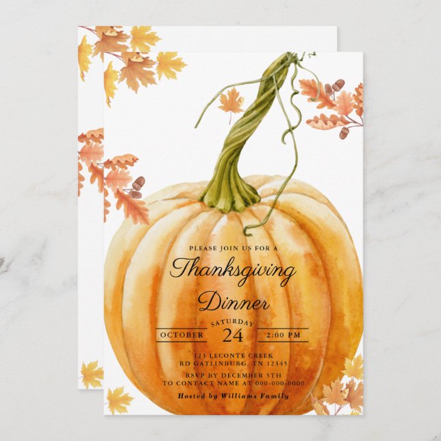 Thanksgiving Invitation Template (Front/Back)
