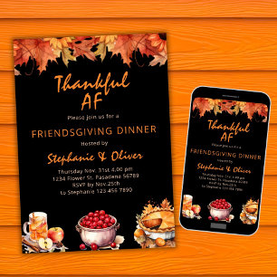 Thanksgiving Invitation Thankful AF Friendsgiving 