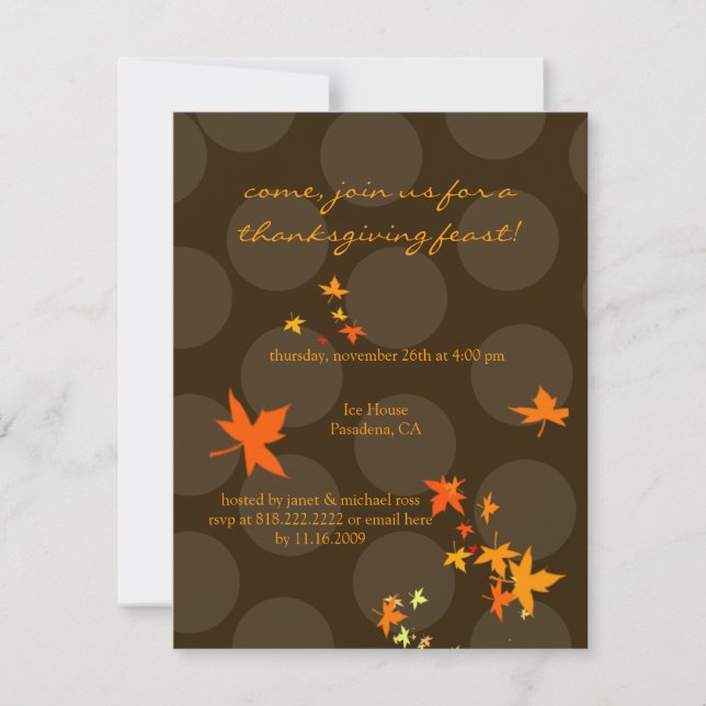 Thanksgiving invitations, maple leaves invitation (Front)