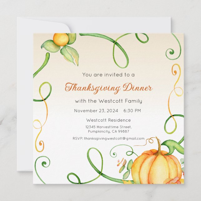 Thanksgiving Invite, Thanksgiving Dinner  Invitation (Front)