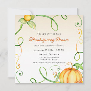 Thanksgiving Invite, Thanksgiving Dinner  Invitation