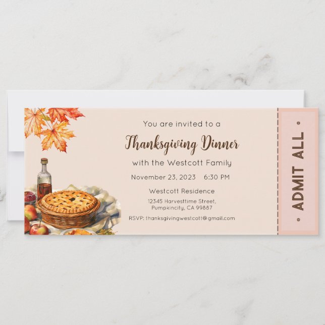 Thanksgiving Invite, Thanksgiving Dinner Invite (Front)