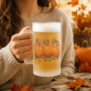 Thanksgiving is the Cat's Meow Frosted Glass Beer Mug