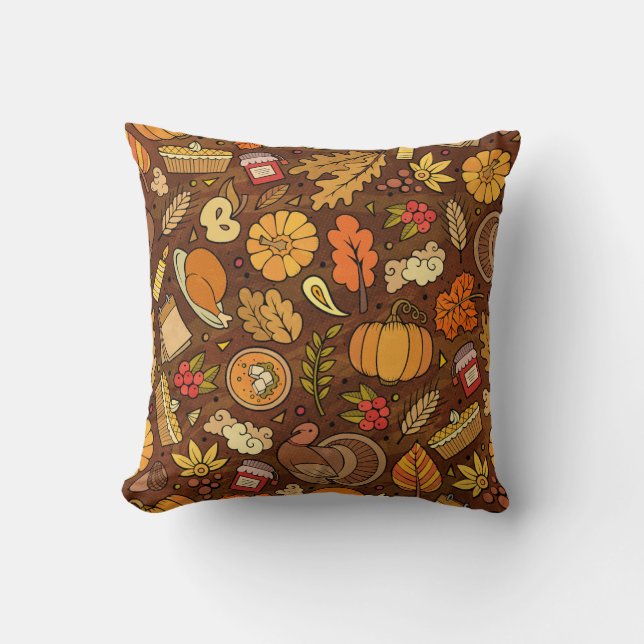Thanksgiving items: cartoon colourful pattern. cushion (Front)