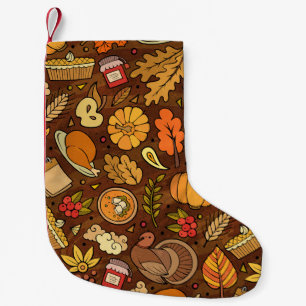 Thanksgiving items: cartoon colourful pattern. small christmas stocking