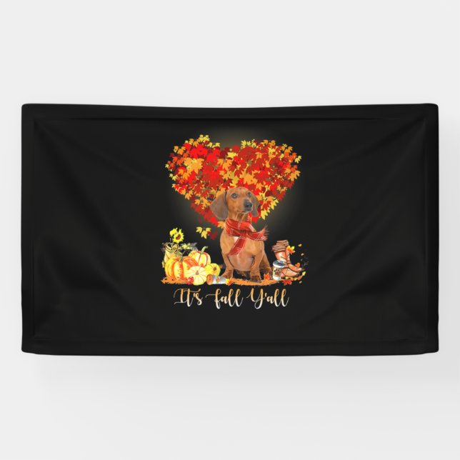 Thanksgiving It's Fall Y'all Dachshund Banner (Horizontal)