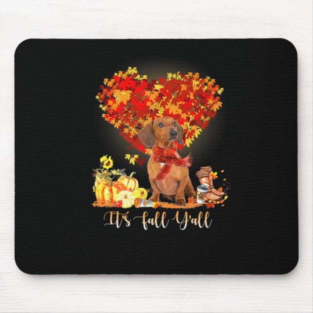 Thanksgiving It's Fall Y'all Dachshund Mouse Mat (Front)