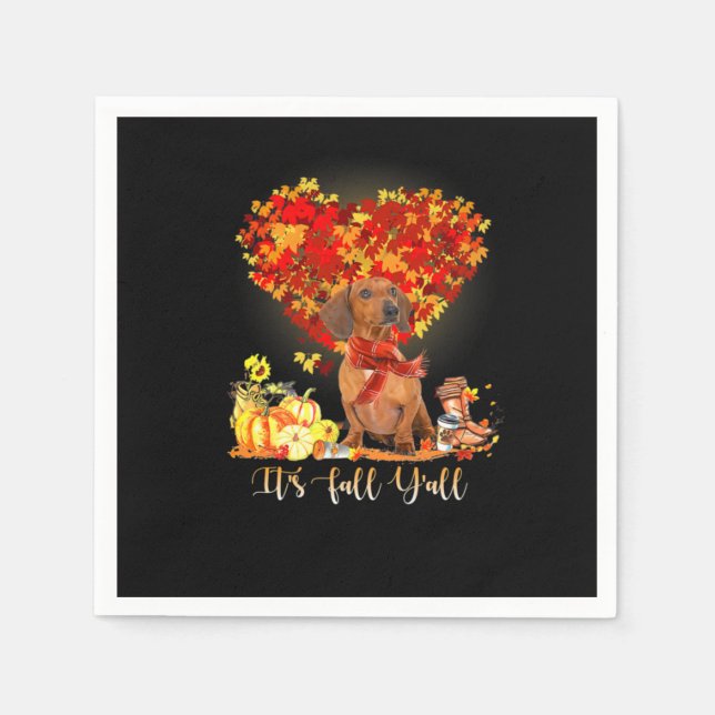 Thanksgiving It's Fall Y'all Dachshund Napkin (Front)
