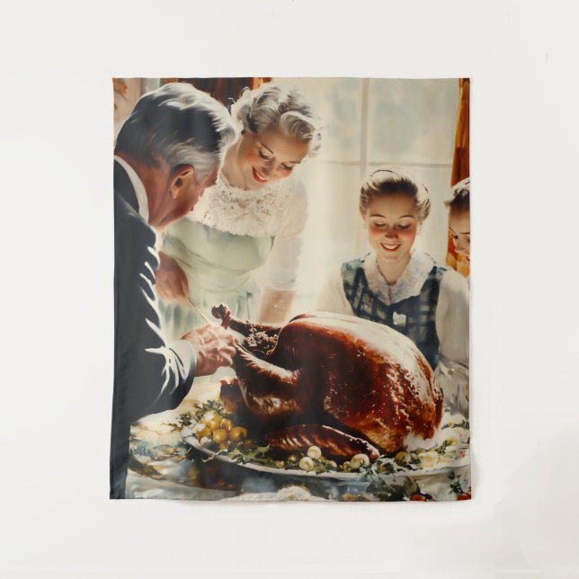 Thanksgiving Joy: A Family Feast Tapestry (Front)