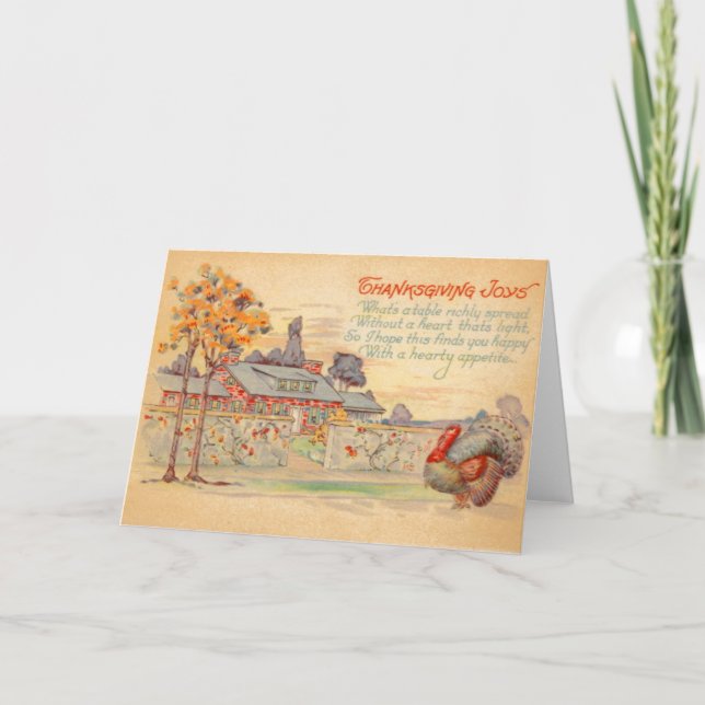 Thanksgiving Joys Vintage Greeting Card (Front)