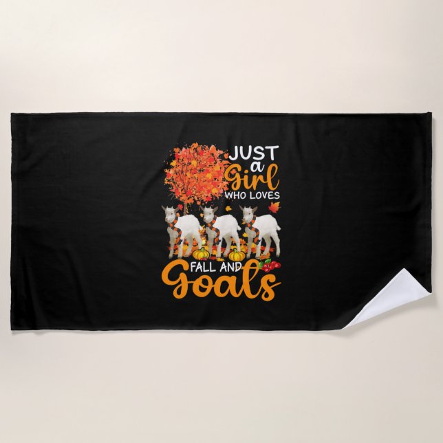 Thanksgiving Just A Girl Who Loves Fall And Goats Beach Towel (Front)
