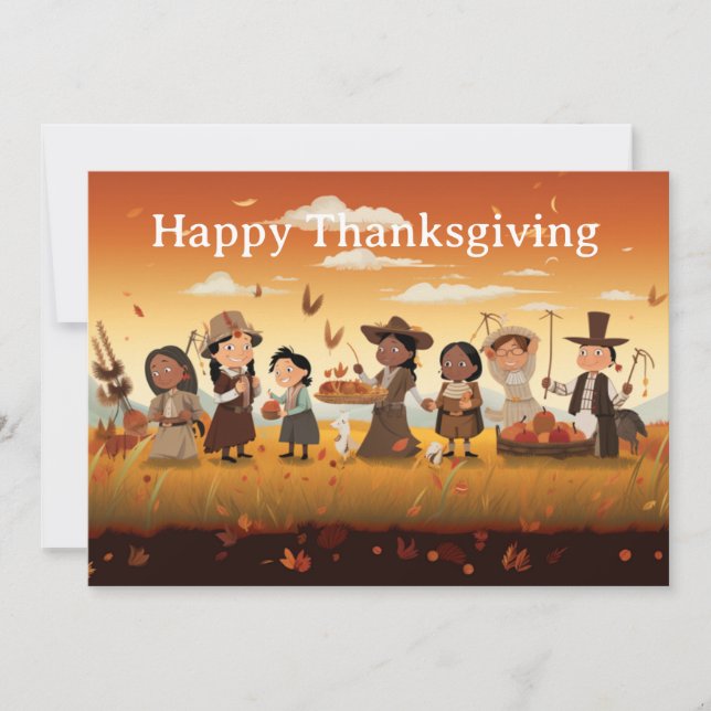 Thanksgiving Kids 12  Holiday Card (Front)