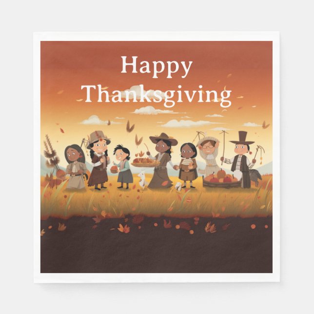 Thanksgiving Kids 12 Paper Napkin (Front)