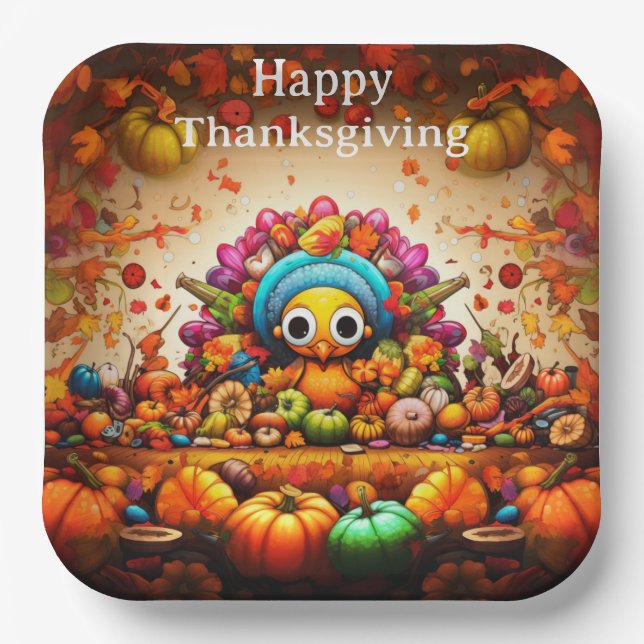 Thanksgiving Kids 2  Paper Plate (Front)