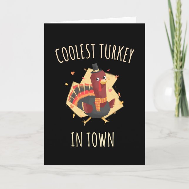 Thanksgiving Kids Outfit Coolest Turkey In Town Card (Front)